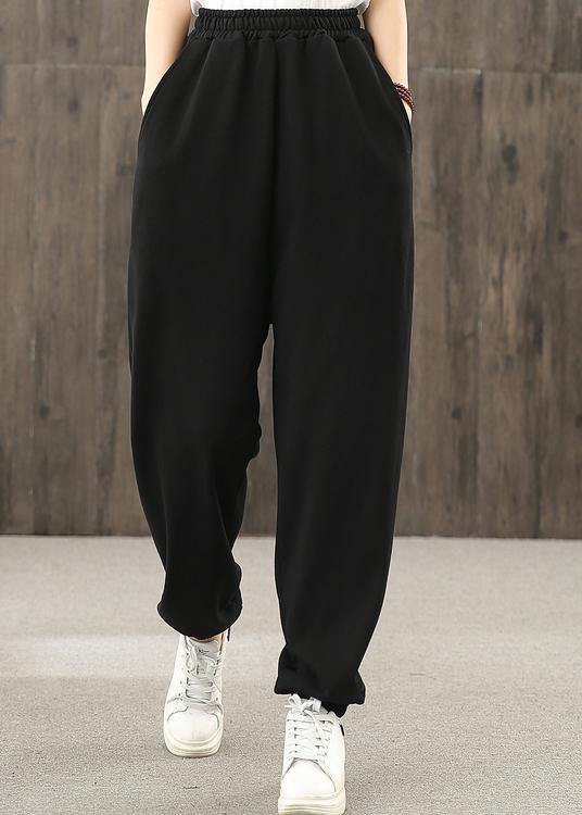 Autumn Art Black Elastic Waist Pocket Pants