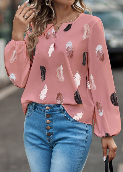Large Size V Neck Loose Womens Pink T Shirt
