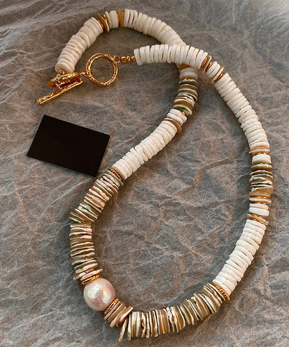 Light Shell Bead Natural Stone Collarbone Necklace