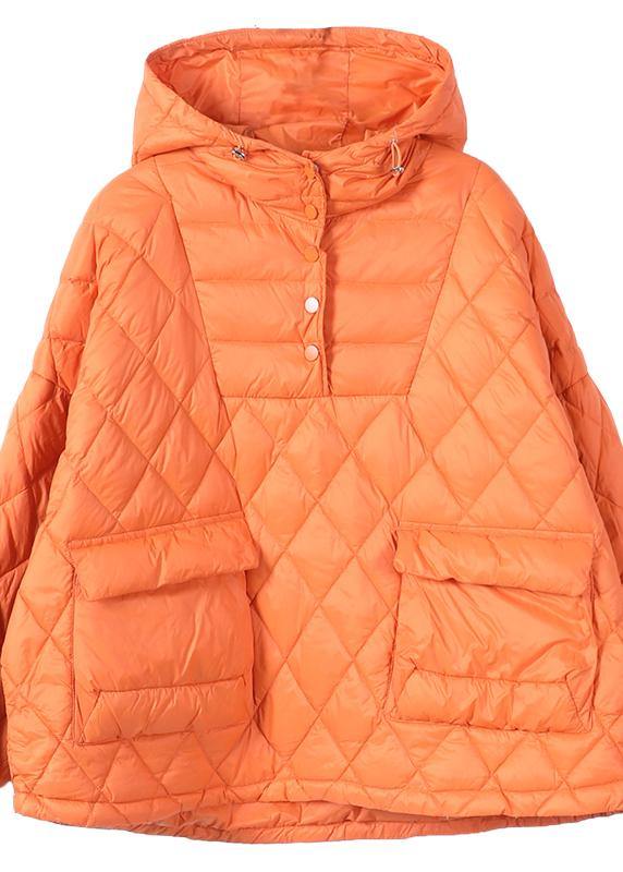 Literary Orange Hooded Pullover Short Puffers Jackets( + Limited Stock)