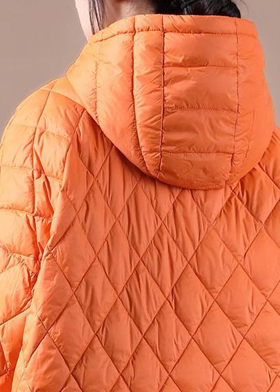 Literary Orange Hooded Pullover Short Puffers Jackets( + Limited Stock)