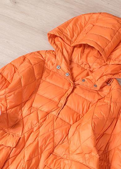 Literary Orange Hooded Pullover Short Puffers Jackets( + Limited Stock)