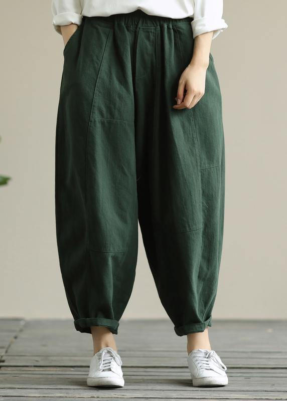 Literary Loose Orange Flowers Color Wild Large Size Elastic Waist Nine-point Harem Pants
