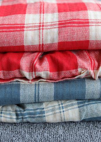 Literary Loose Round Neck Stitching Top Elastic Red Check Pants Suit