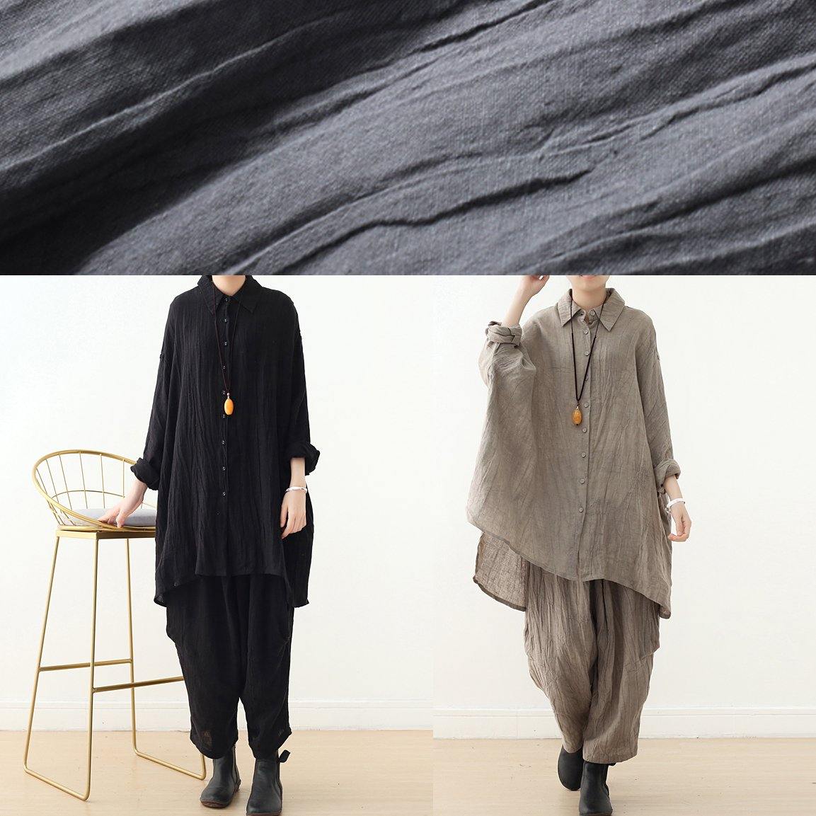 Literature and Art Retro Long-sleeved Shirt Lapel Top New Beige Clothing in Early Spring