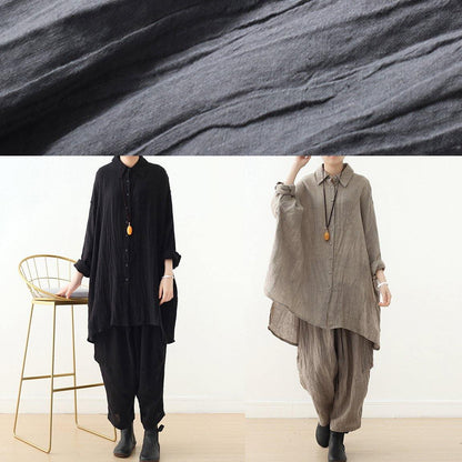 Literature and Art Retro Long-sleeved Shirt Lapel Top New Beige Clothing in Early Spring