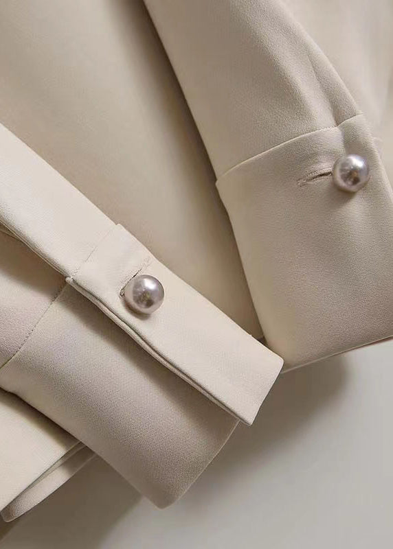 Loose Apricot Colour Turtleneck Button Nail Bead Sweatshirts Long Sleeve
