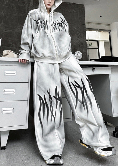 Loose Apricot Hooded Sweatshirts and Pants Cotton Two Piece Set Fall