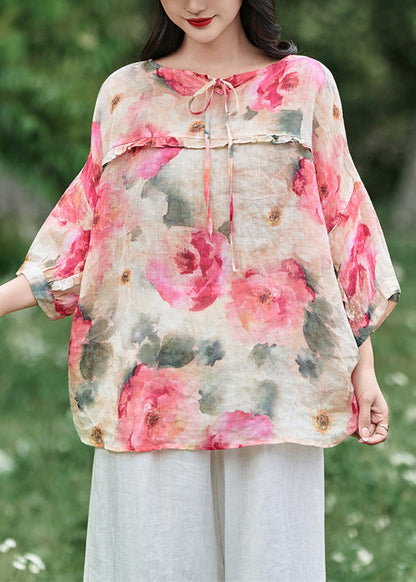 Loose Apricot Ruffled Wear on Both Sides Linen Shirt Fall