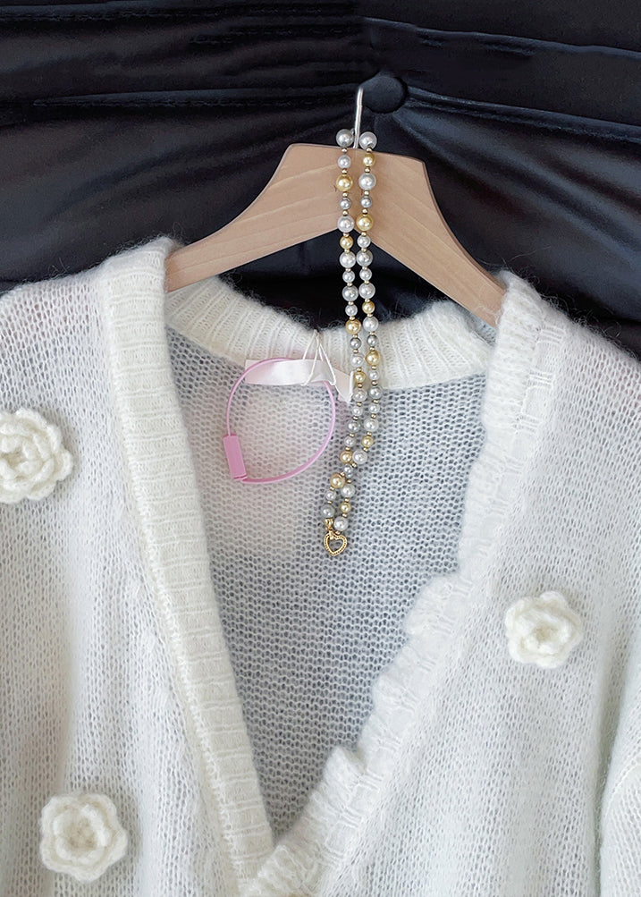 Loose Apricot V Neck Button Knit Cardigan Fall