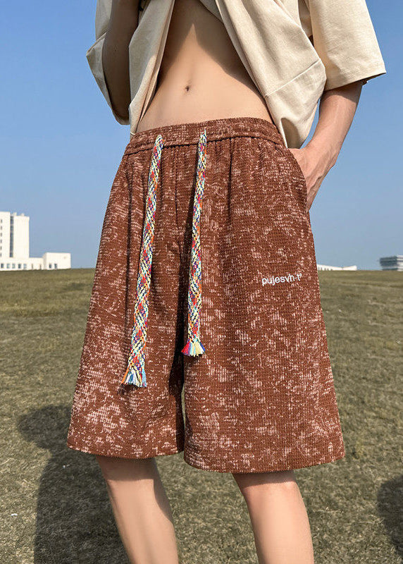 Loose Black Lace Up Pockets Cotton Shorts Summer
