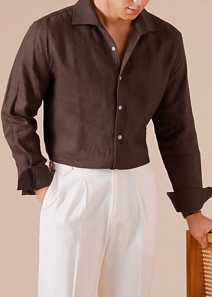 Loose Coffee Button Linen Shirts Fall