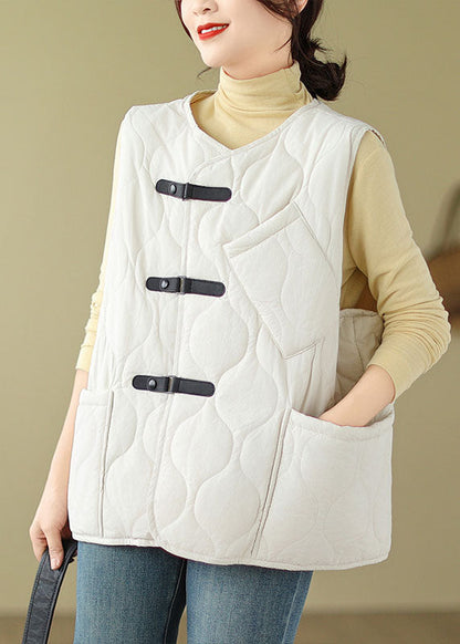 Loose Coffee O-neck Button Pockets Parka Winter