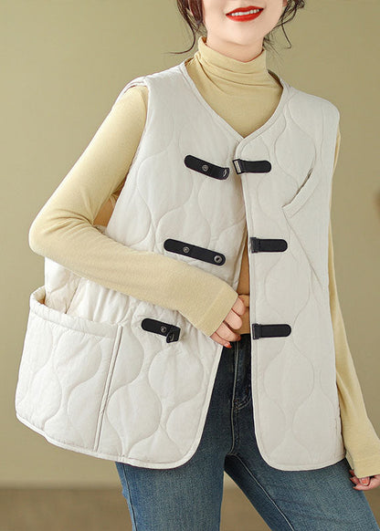 Loose Coffee O-neck Button Pockets Parka Winter