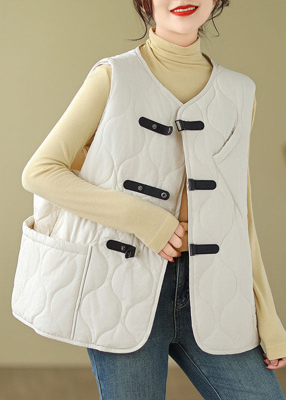 Loose Coffee O-neck Button Pockets Parka Winter