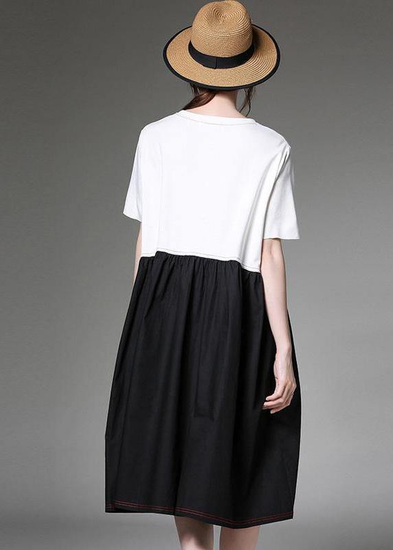 Loose Cotton Outfit Summer Color Block Dress