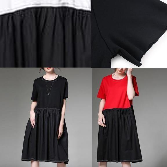 Loose Cotton Outfit Summer Color Block Dress