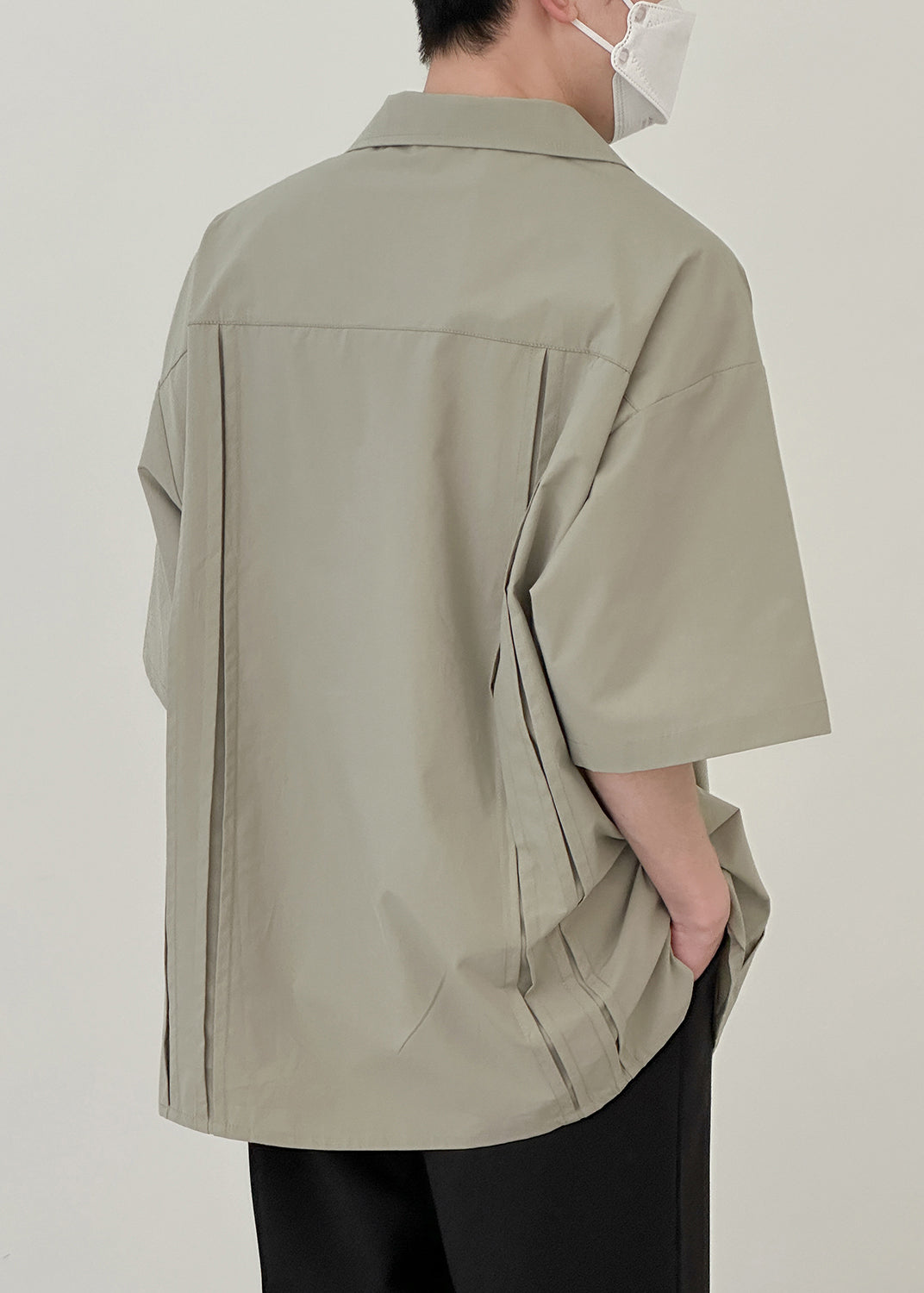 Loose Green Button Pockets Cotton Shirts Half Sleeve