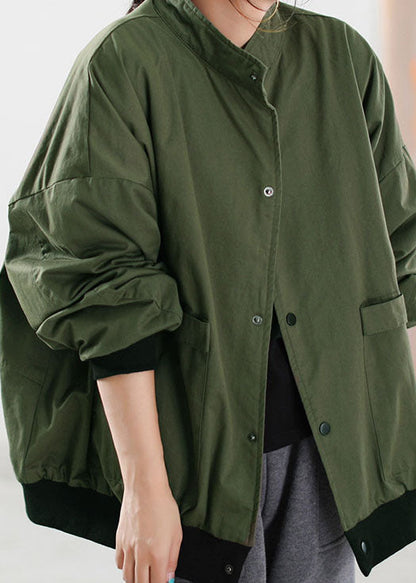Loose Green Button Warm Fleece Coats Winter