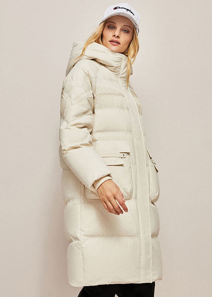 Loose Green Hooded Wrinkled Silk Cotton Blend Coat Winter