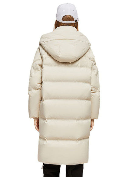 Loose Green Hooded Wrinkled Silk Cotton Blend Coat Winter
