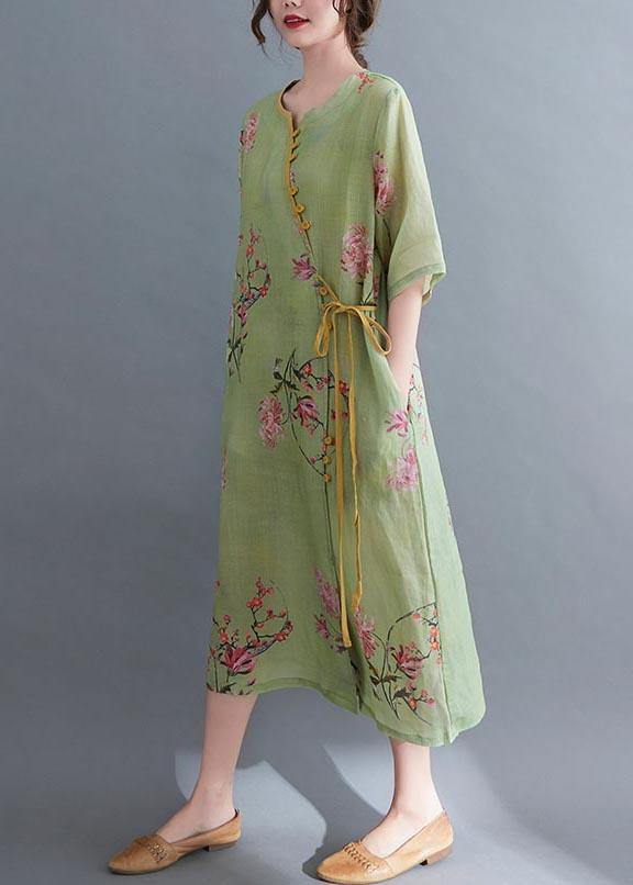 Loose Pink Geometry Button Maxi Summer Chiffon Dress