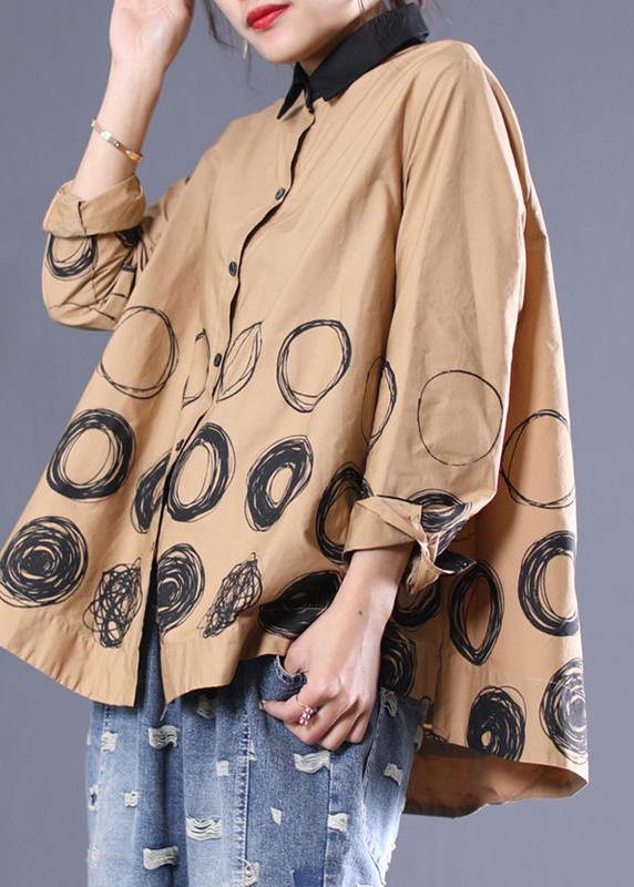 Loose Khaki Dotted Clothes for Patchwork Shirt