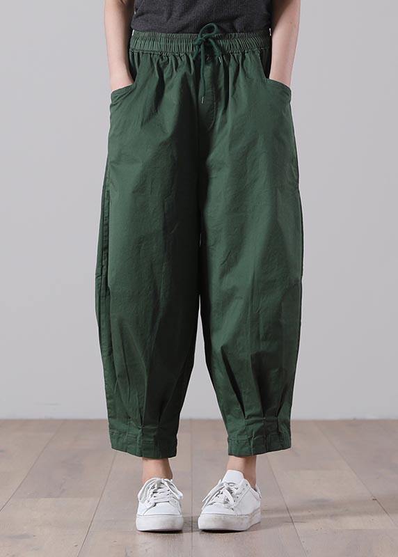 Loose Yellow Texture Tie Waist Pockets Harem Pants Summer Cotton