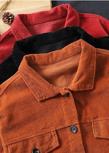 Loose Lapel Button Down Fine Coats Red Short Jackets