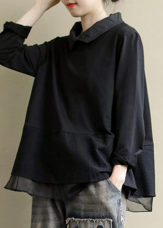Purple Tops Lapel Patchwork Clothes Pattern