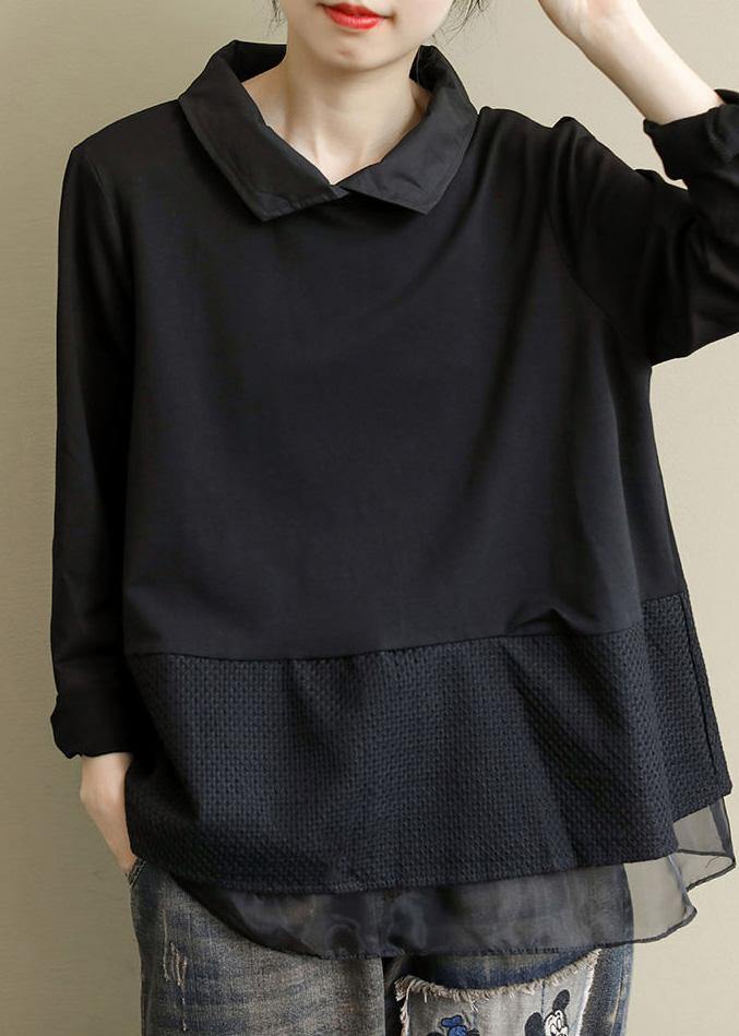 Purple Tops Lapel Patchwork Clothes Pattern