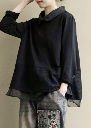 Red Tops Lapel Patchwork Clothes Pattern
