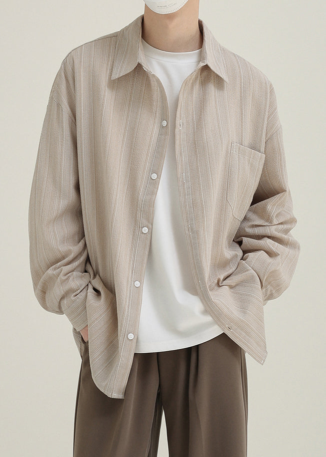 Loose Light Blue Pockets Cotton Shirts Peter Pan Collar Spring