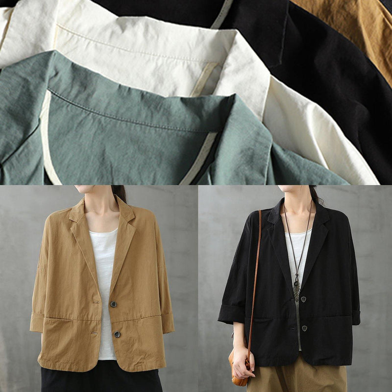 Loose Notched Button Down Fall Top Inspiration Green Blouses