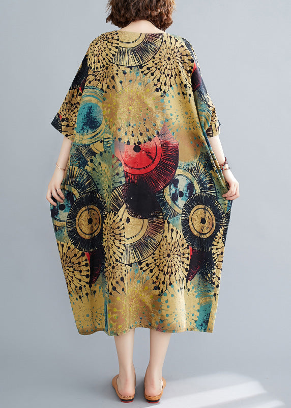 Loose O-neck Print Long Dresses Summer