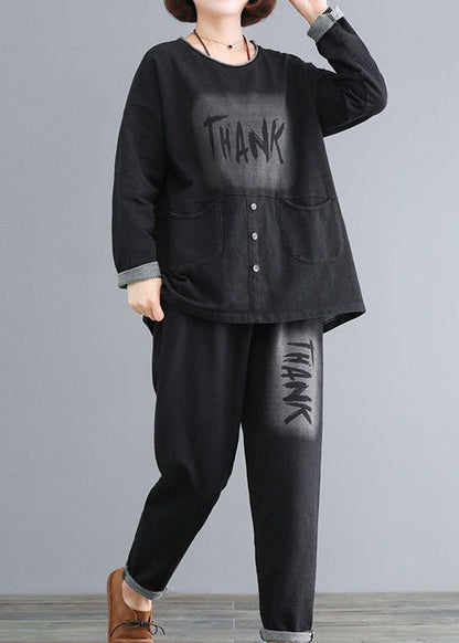 Loose O-neck Top and Pants Two Pieces Set Fall