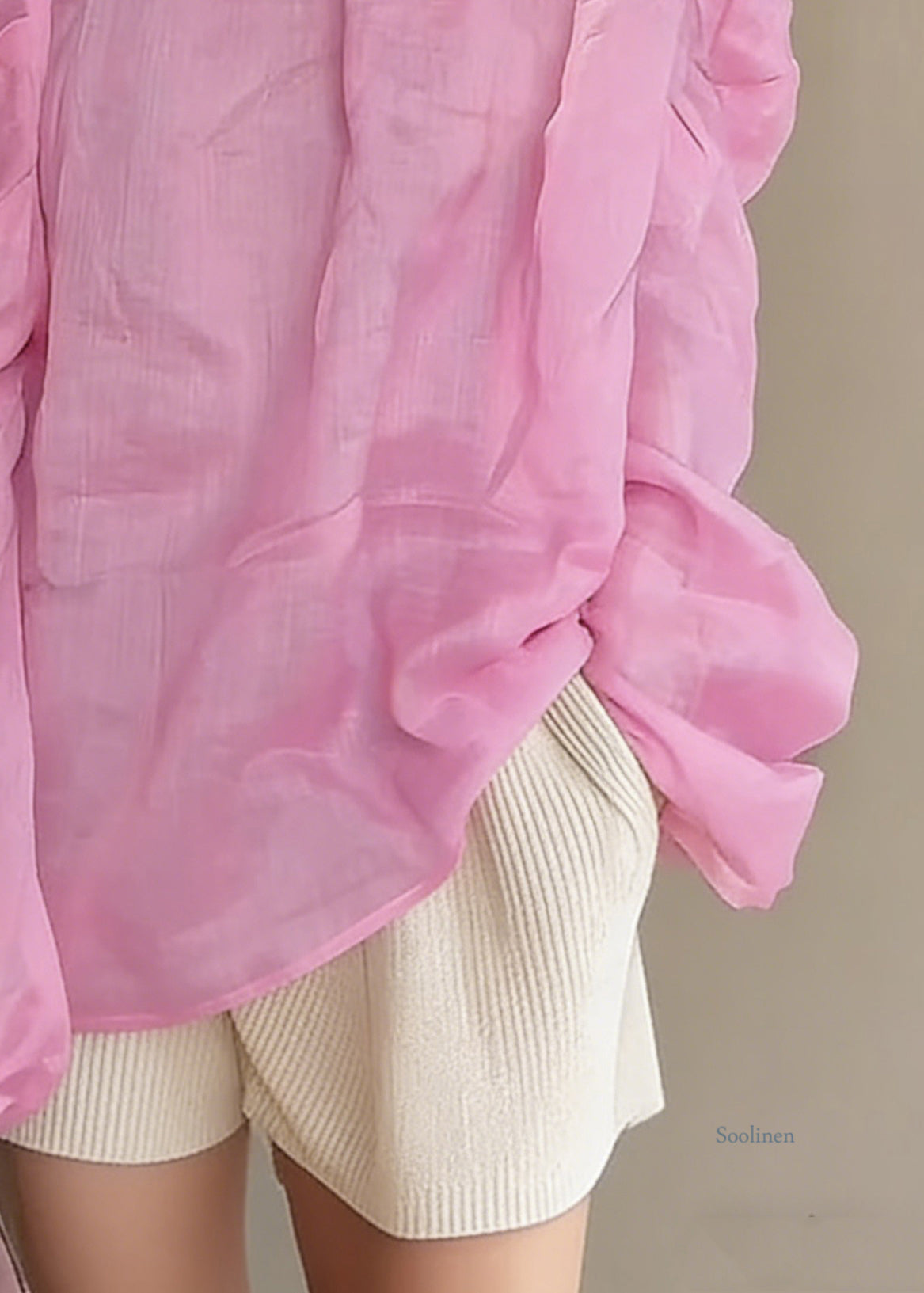 Loose Pink Slash Neck Floral Solid Cotton Blouses Spring