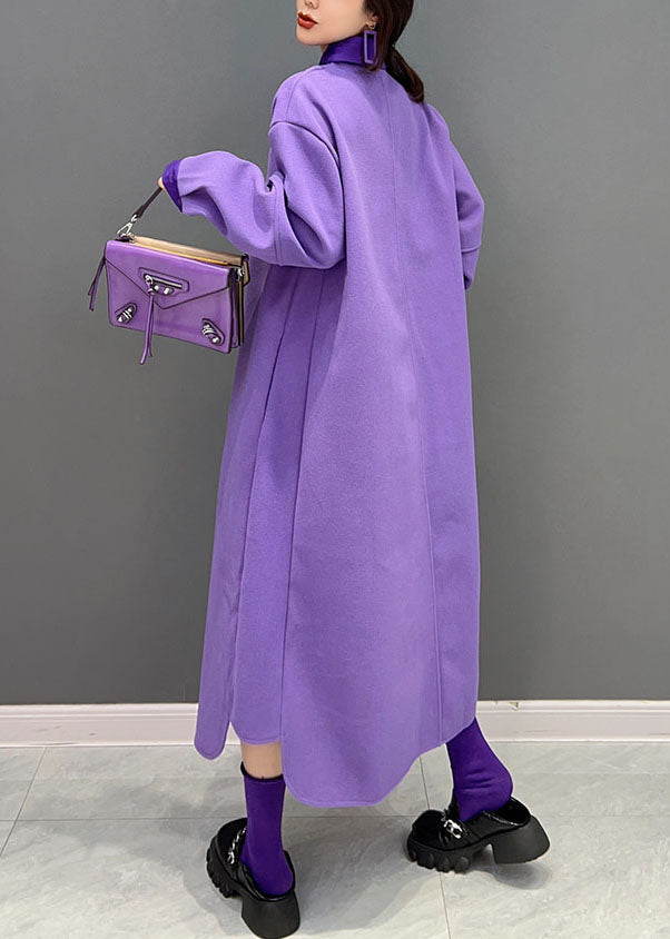 Loose Purple Peter Pan Collar Cotton Dresses Spring