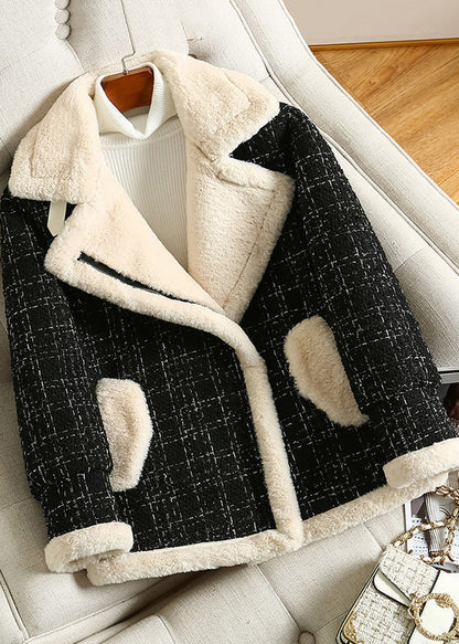 Loose Red Peter Pan Collar Button Faux Fur Coat Fall