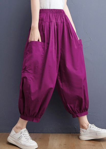 Loose Red Elastic Waist Lantern Pants Spring