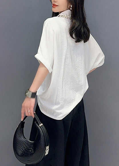 Loose White Peter Pan Collar Shirts Summer