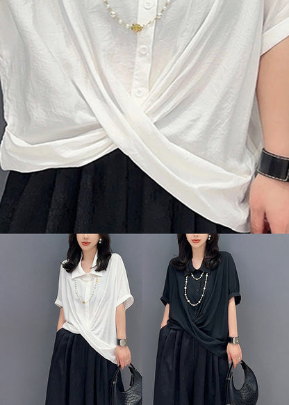 Loose White Peter Pan Collar Shirts Summer