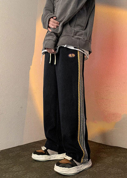 Loose White Pockets Zippered Side Open Cotton Pants Fall