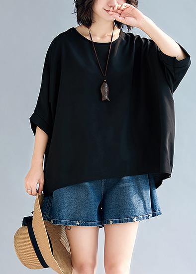 Loose Black Chiffon Tops Life O Neck Batwing Sleeve Loose Summer Tops
