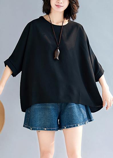 Loose Black Chiffon Tops Life O Neck Batwing Sleeve Loose Summer Tops