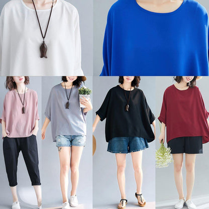 Loose Black Chiffon Tops Life O Neck Batwing Sleeve Loose Summer Tops