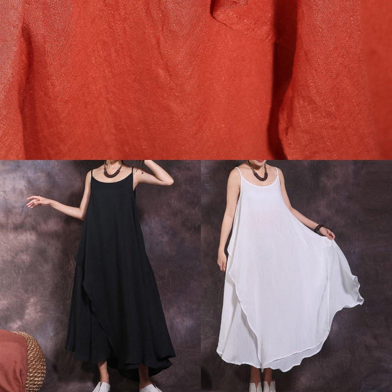 Loose Black Linen Wardrobes Big Hem Summer Dresses