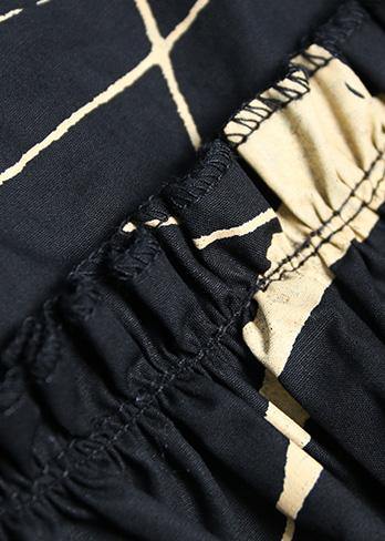 Loose Black Prints Cotton Dresses Low High Design Daily Summer Dress