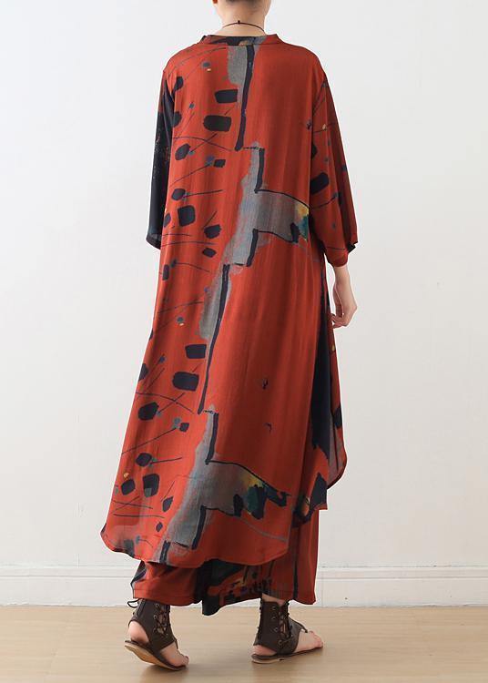 Loose Blended Chiffon Set Stand Collar Long Section Shirt and Summer Thin Two-piece