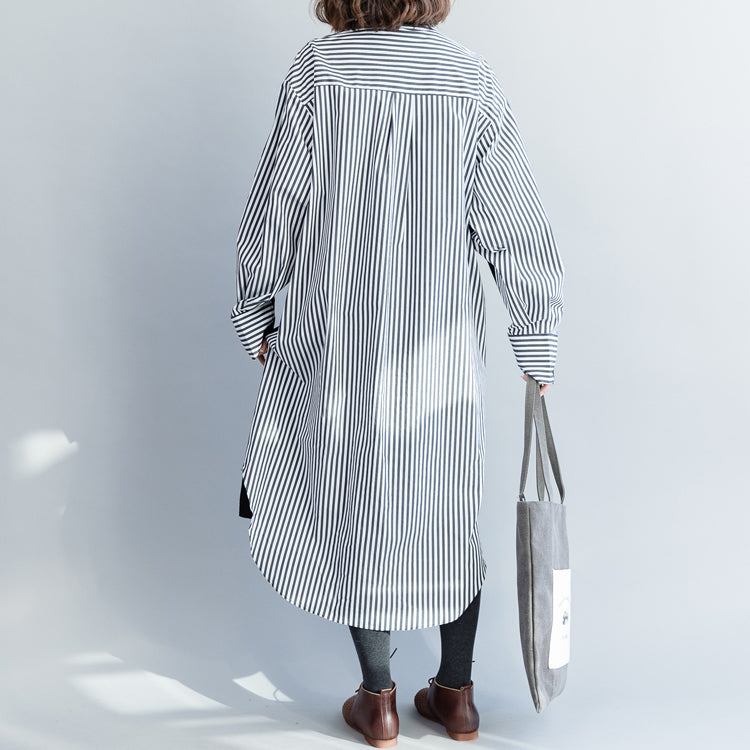 Loose Cotton Robes Soft Surroundings High Neck Batwing Sleeve Shirts Black Art Dresses